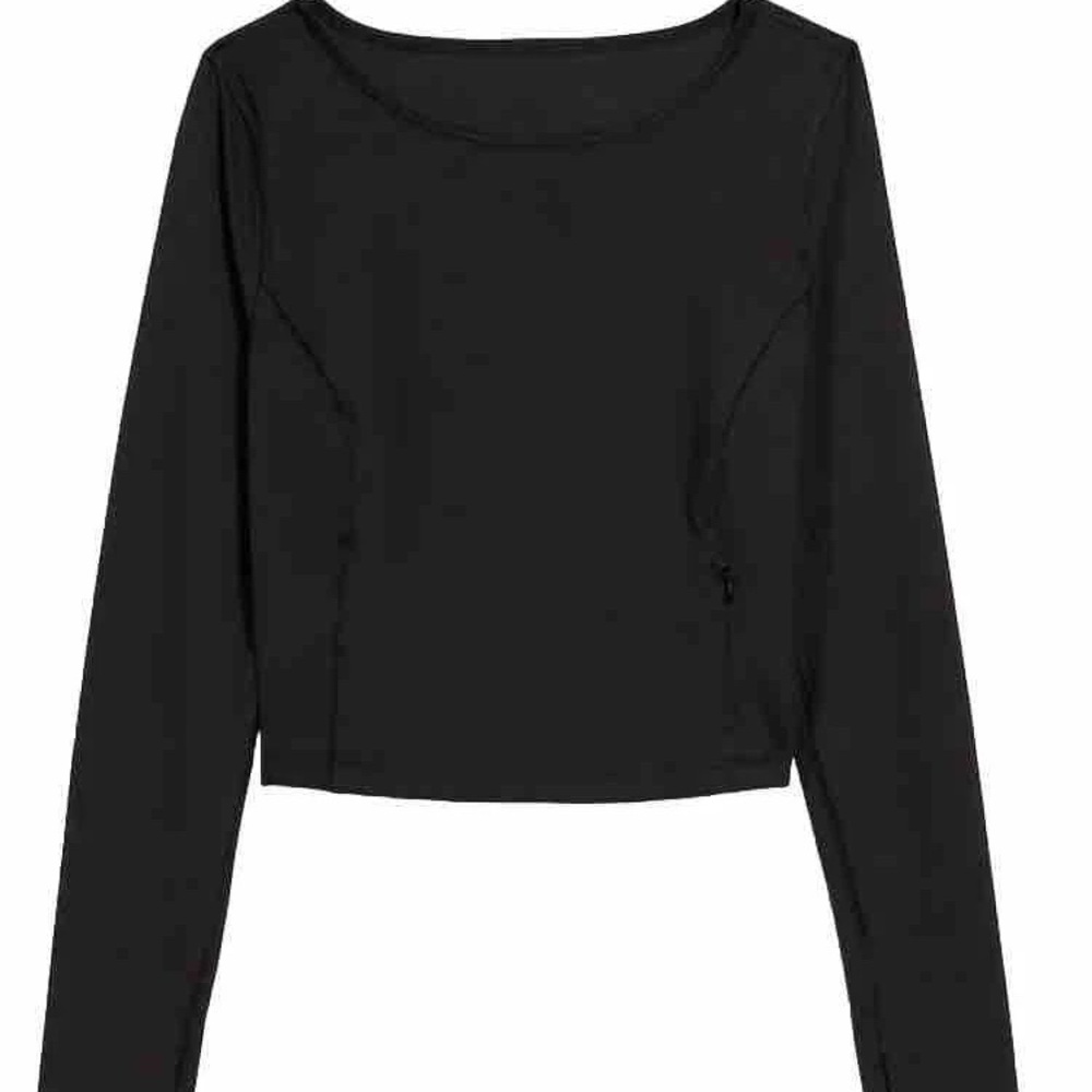 Old Navy-PowerSoft Long-Sleeve Cropped Performance Top-Size: XS-Black-NEW!!